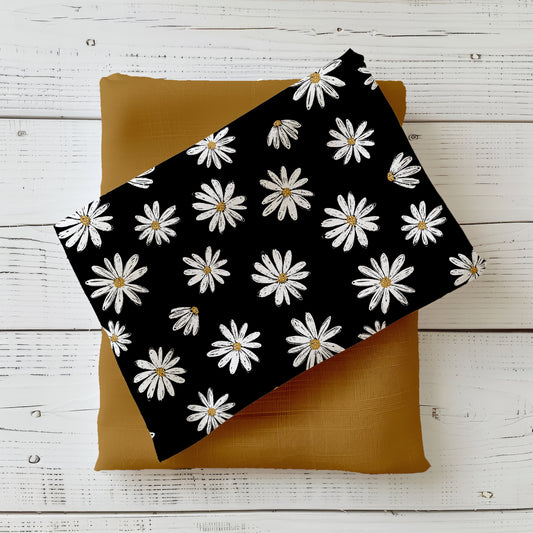 Stoff Meterware "Black Daisy" - Jersey & French Terry