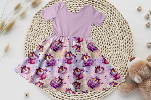 Drehkleid „Grinsekater" - Oberteil in Lavendel