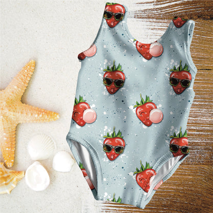 Stoff Meterware Lycra - "Freche Erdbeere"