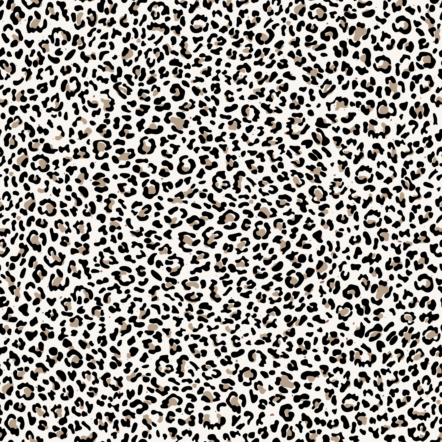 Leopardenmuster Stoff „Leo“ mit schwarzem Animalprint auf beige-weißem Hintergrund – nahtloses Design für Nähprojekte, Accessoires und Kleidung.