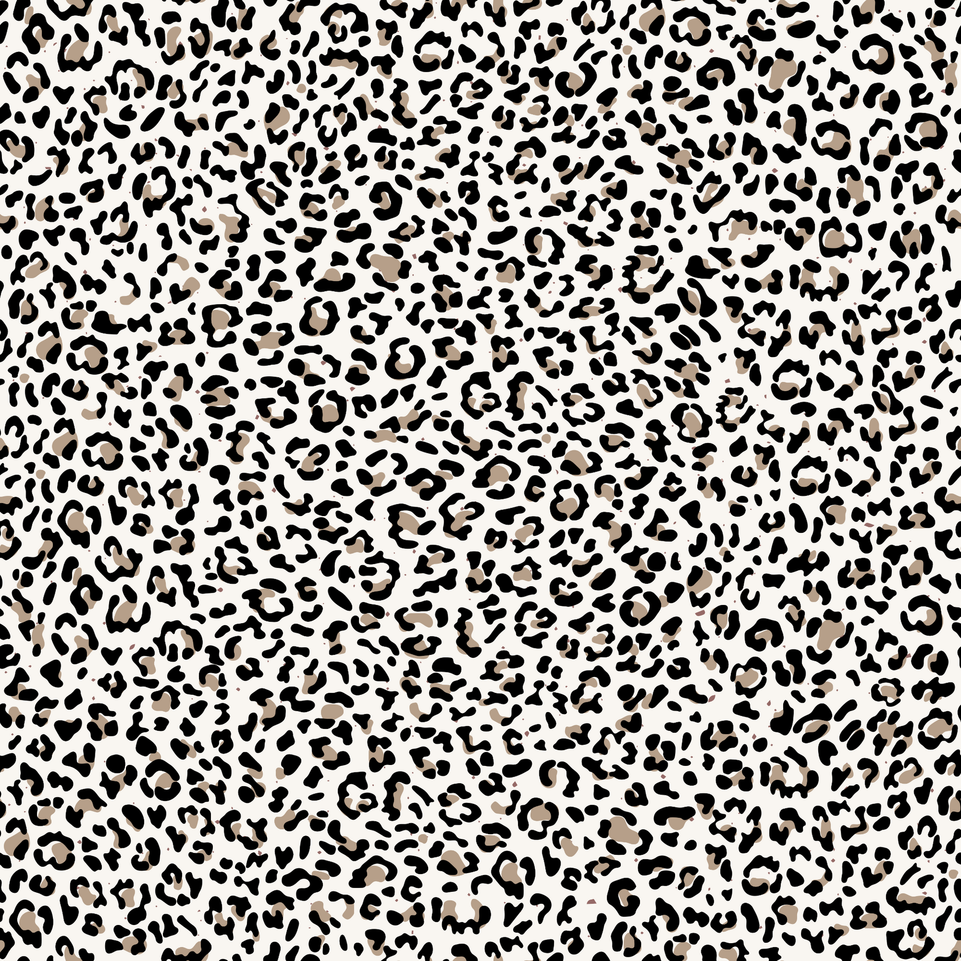 Leopardenmuster Stoff „Leo“ mit schwarzem Animalprint auf beige-weißem Hintergrund – nahtloses Design für Nähprojekte, Accessoires und Kleidung.