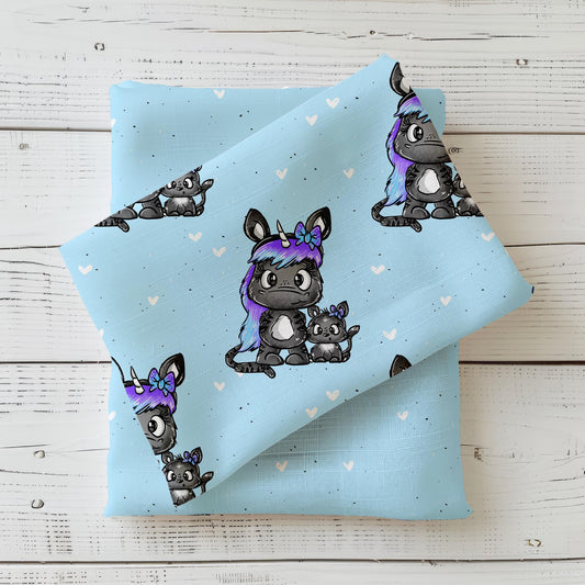 Katzeneinhorn Stoff als Meterware – Jersey & French Terry für Baby- & Kinderkleidung.