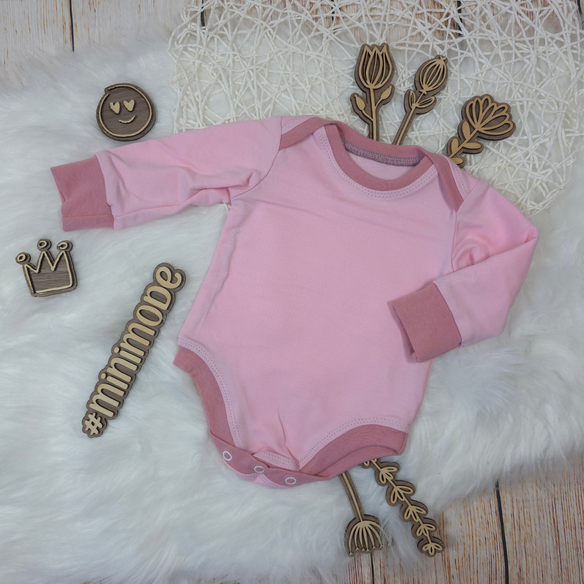 Baby Body rosa Wintersweat Größe 50/56 handgemacht warm Baby Kleidung