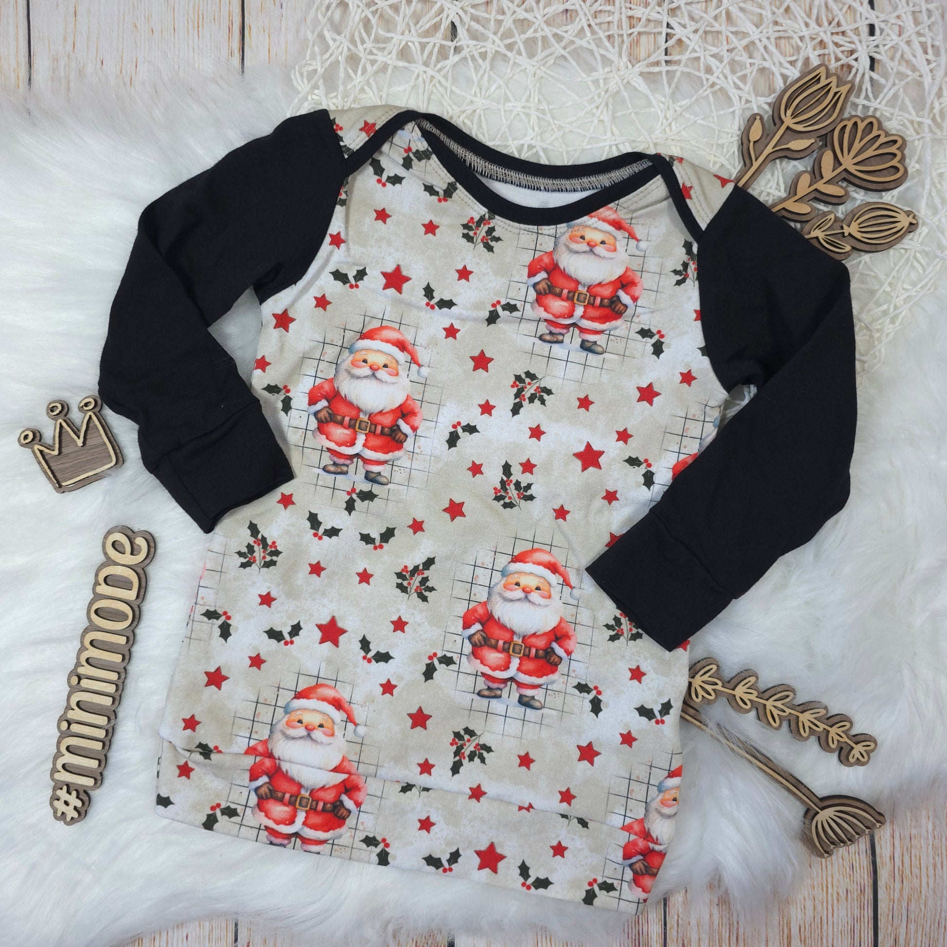 Baby Longshirt Größe 74 Weihnachtsmann French Terry langarm handgemacht