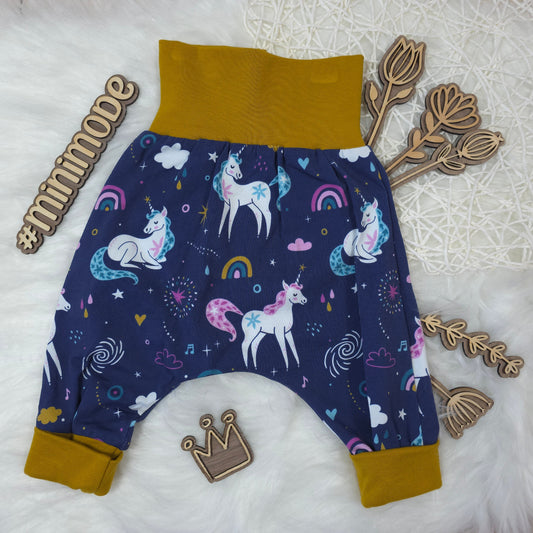Baby Pumphose Größe 68 74 Einhorn Regenbogen Jersey handgemacht