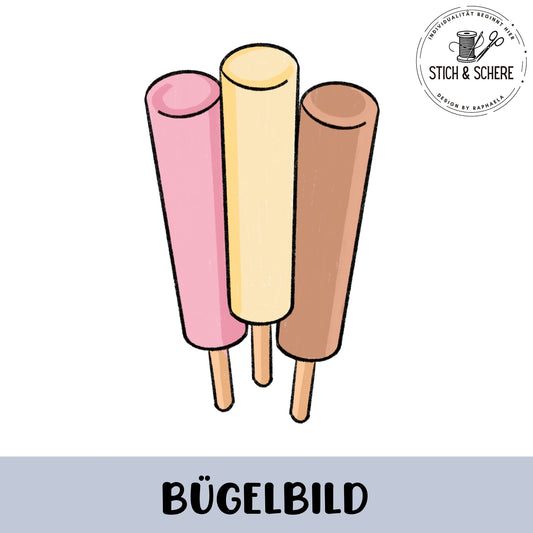 Glitzer-/ Bügelbild "Retro Eis – Trio-Pop"
