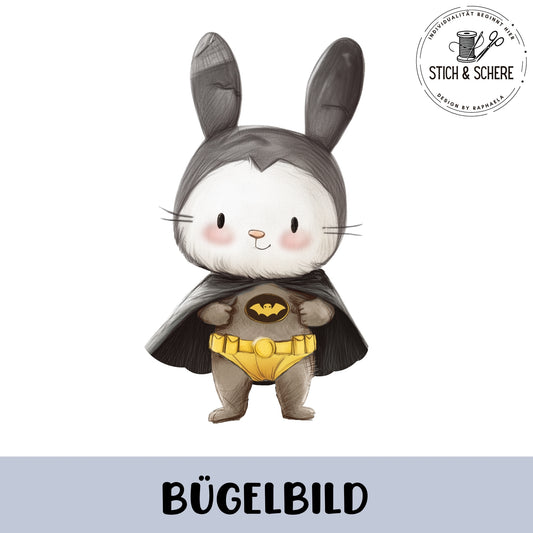 Hochwertiges Transferbild "Bat Bunny" für Stoffe wie Jersey und French Terry.