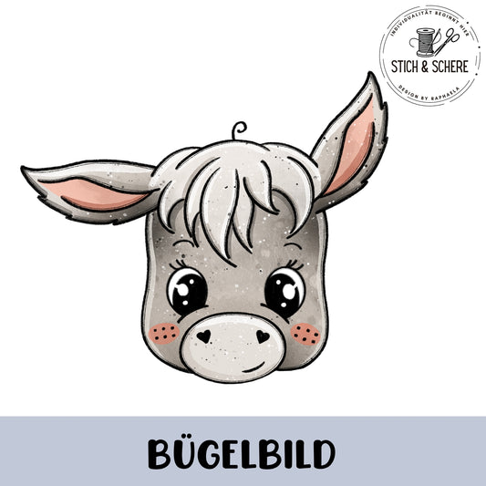 Glitzer-/ Bügelbild "Eselkopf Mo"