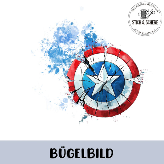 Heroisches Schild-Design als DIY-Bügelbild für Kinderkleidung.