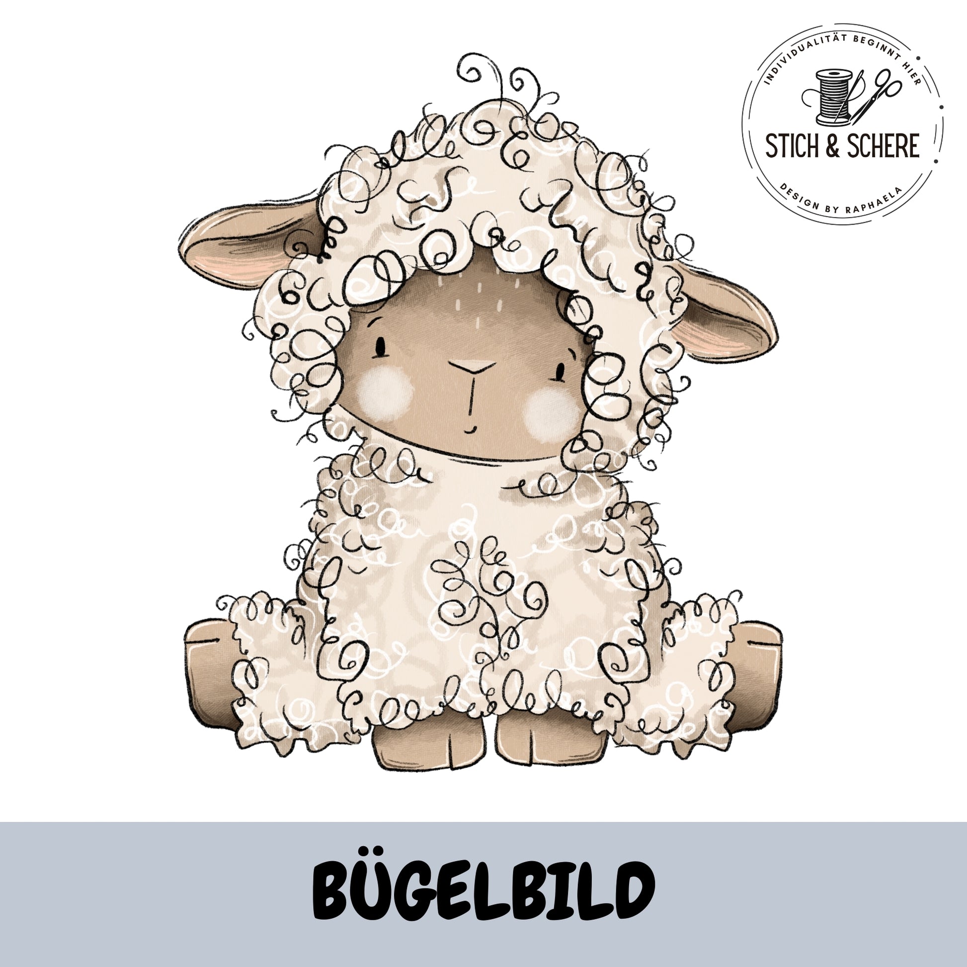 Bügelbild Lämmchen sitzend von Katzengold-Designs