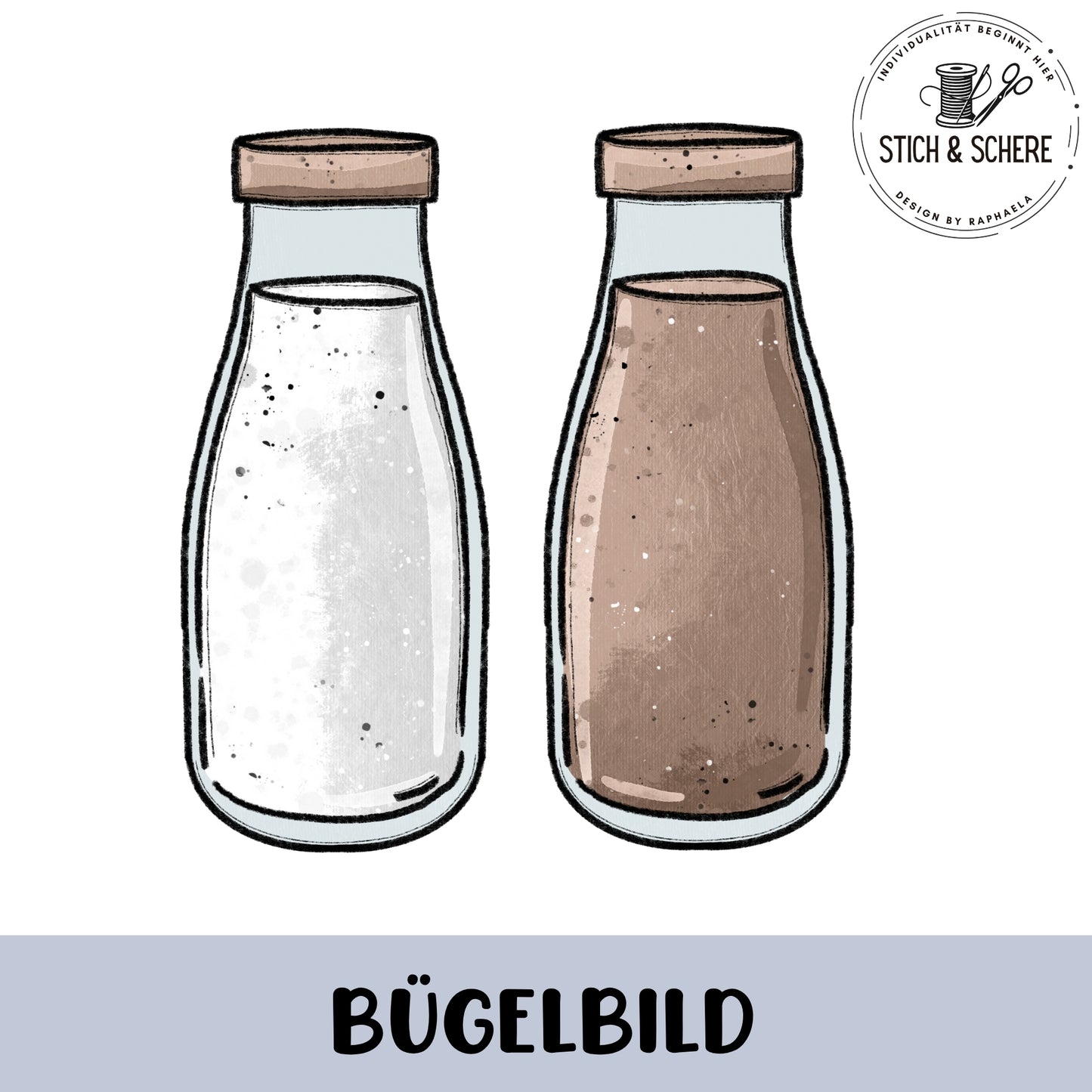 Glitzer-/ Bügelbild "Milch & Kakao"