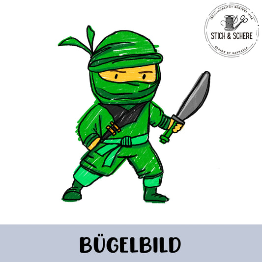 Glitzer-/ Bügelbild "Ninja grün"