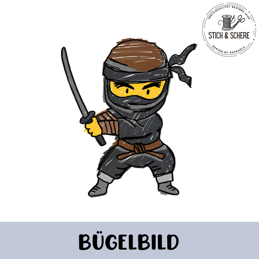 Glitzer-/ Bügelbild "Ninja schwarz"