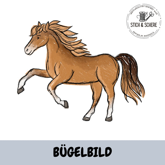 Bügelbild Pferdescratch laufendes Pferd 10 cm oder 15 cm von Katzengold-Designs
