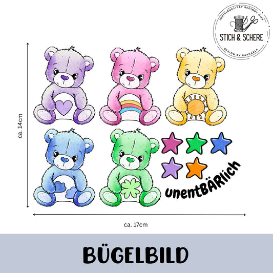 Bügelbild "Regenbogenbärchen" Set
