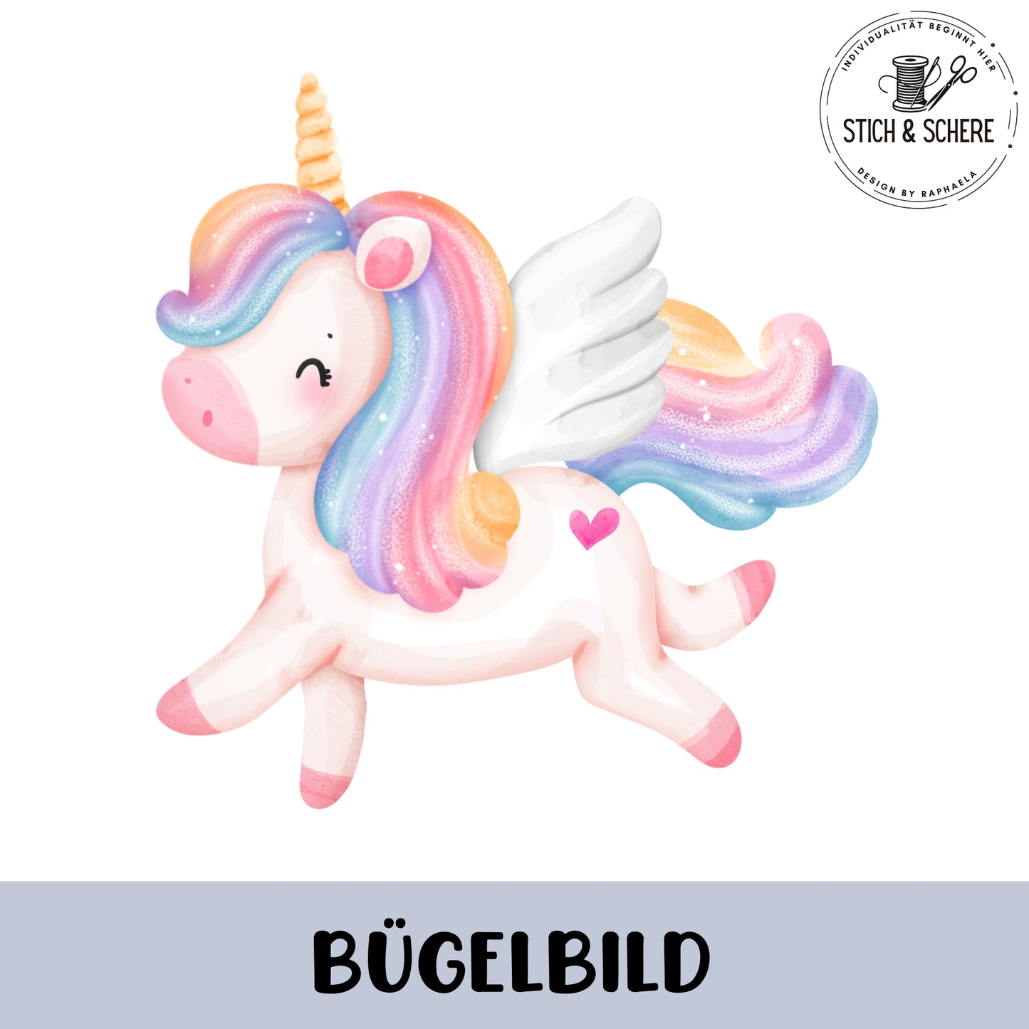 Glitzer-/Bügelbild "Süßes Einhorn"