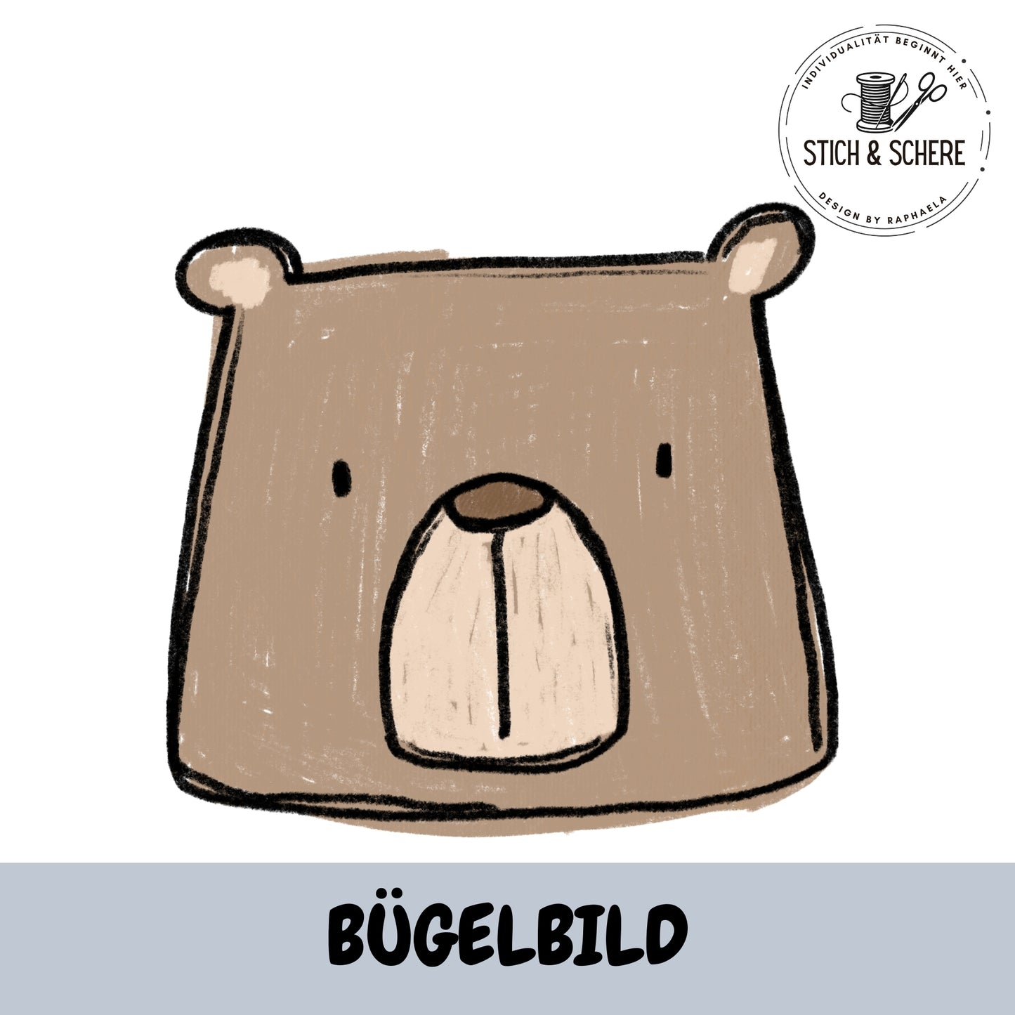 Bügelbild Spring Parts Bär Kopf Katzengold-Designs