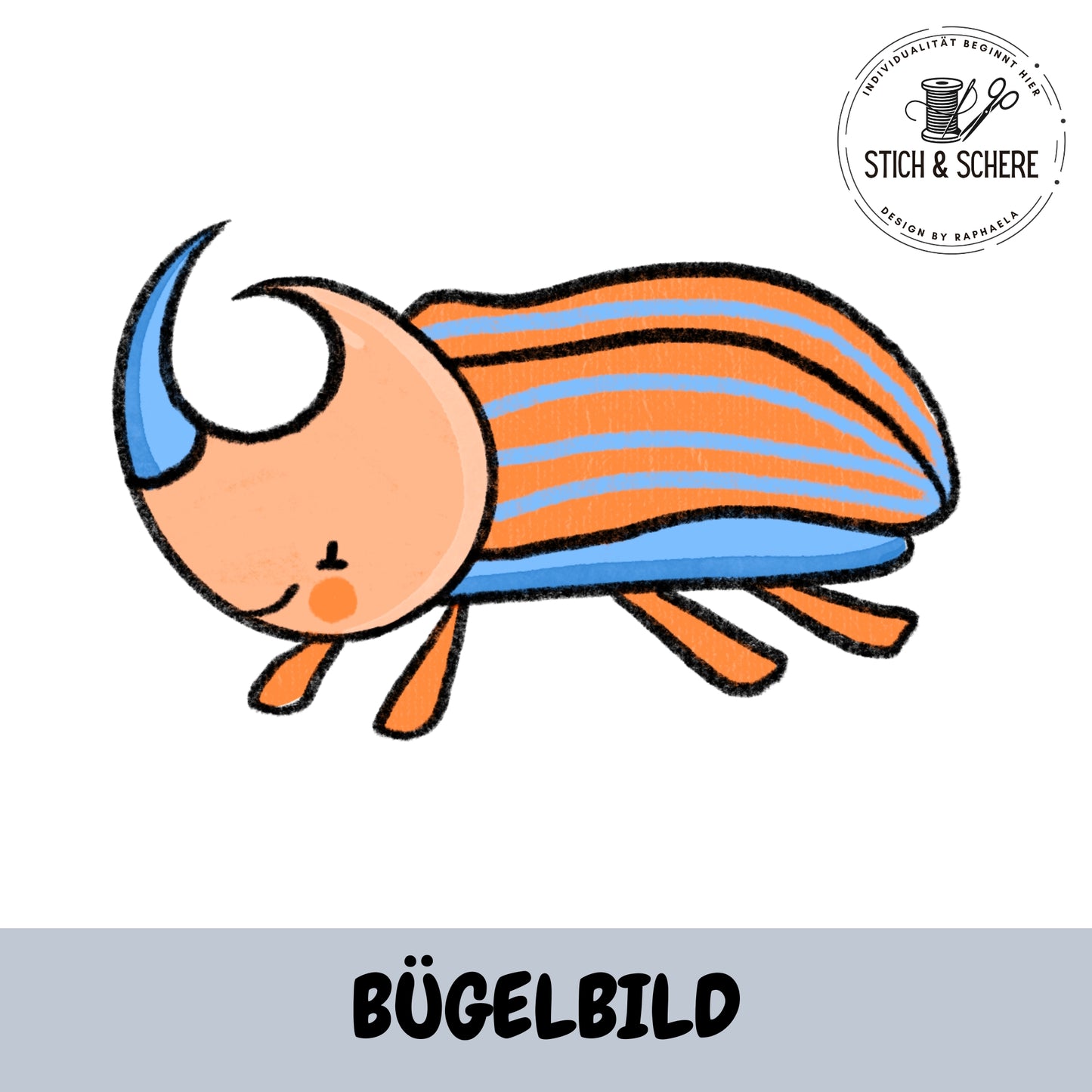 Bügelbild Wiesenkrabbler Käfer – kleiner Käfer als DTF Transfer passend zum Stoffdesign Wiesenkrabbler von Katzengold-Designs.