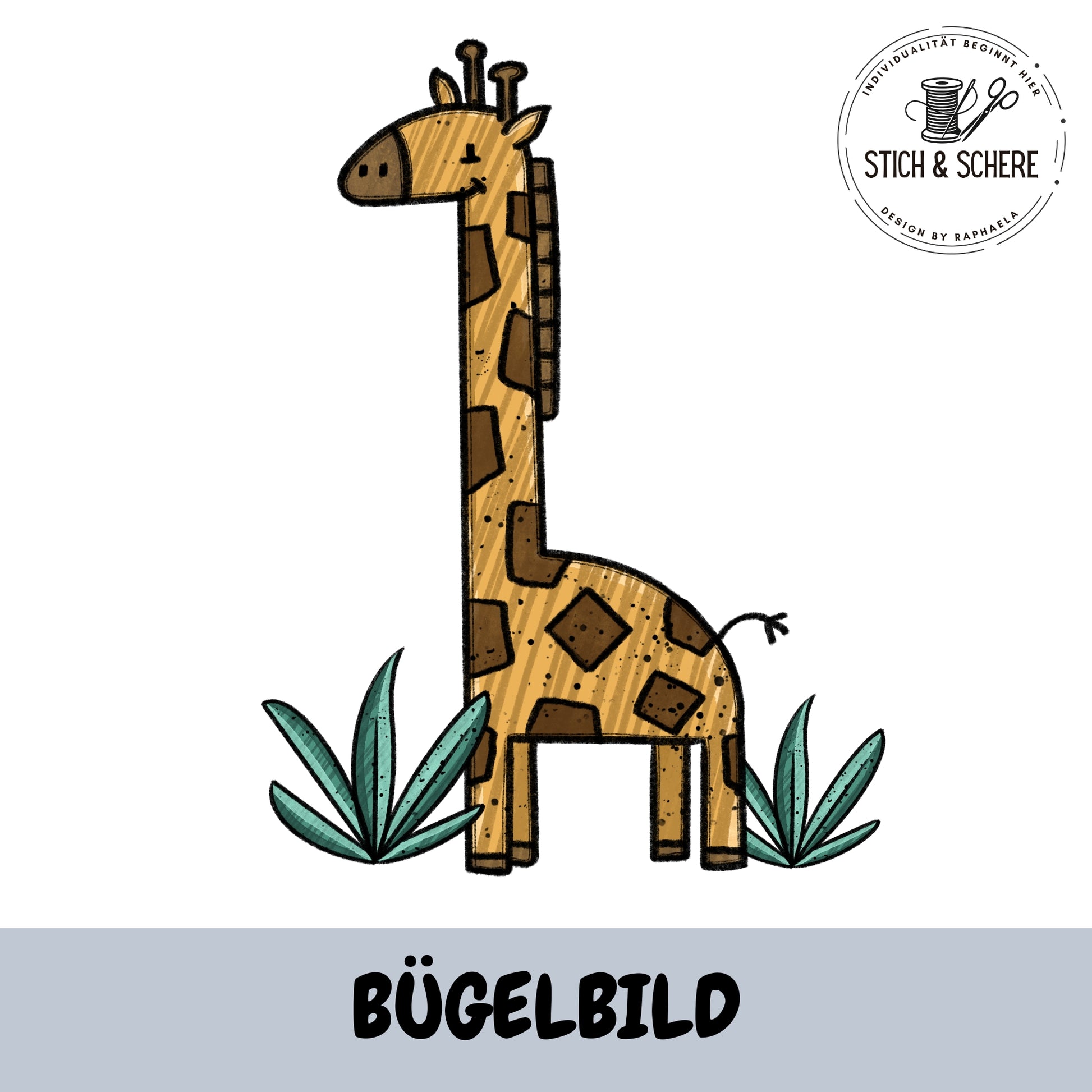 Bügelbild Wildtopia Giraffe – süße Giraffe als DTF Transfer für Kinderkleidung und Nähprojekte.