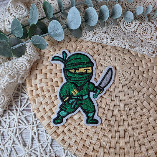 Chenille Patch Ninjas von Katzengold-Design – grüner Ninja mit Schwert, ca. 10 cm