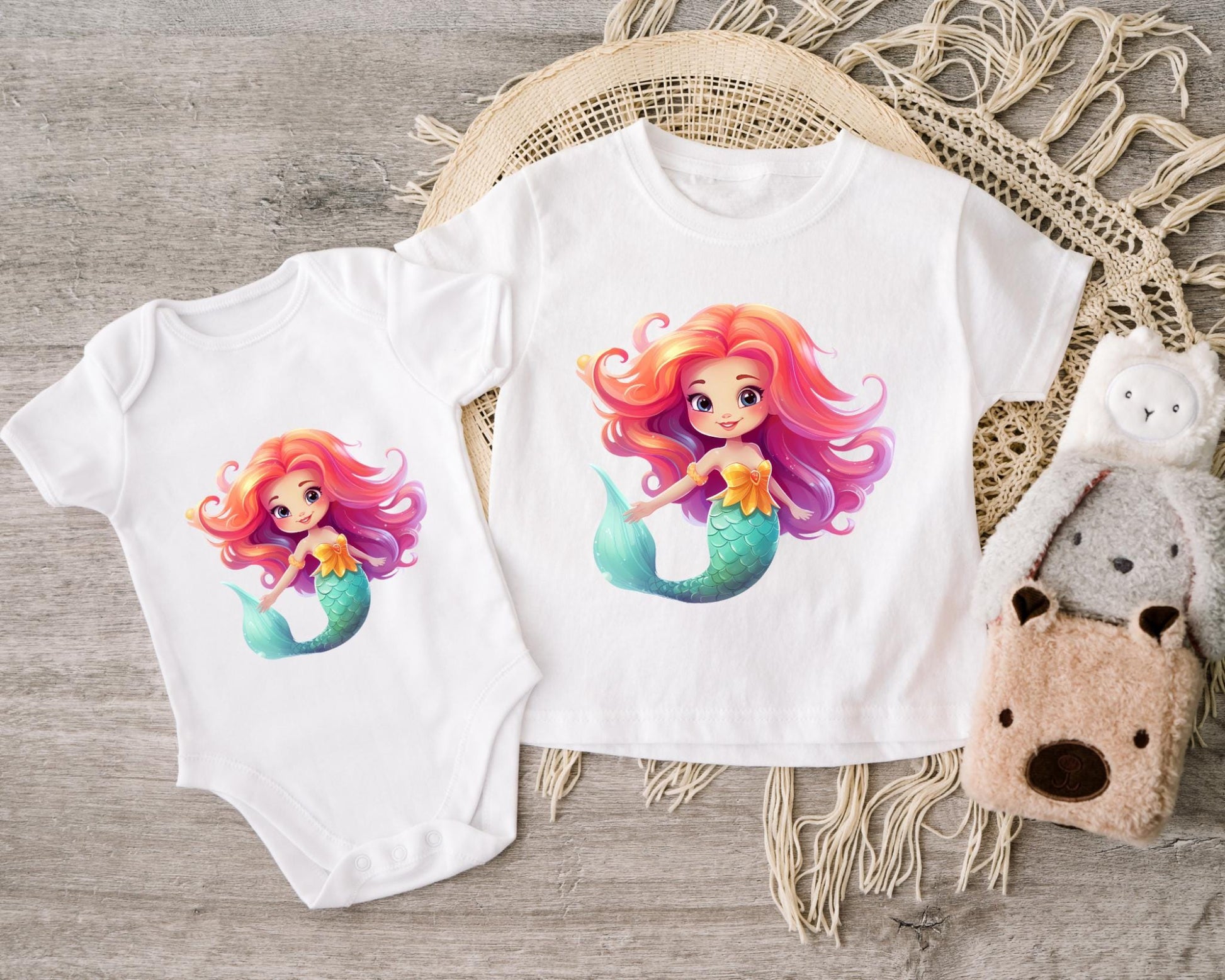 Hochwertiger Textil-Transfer Meerjungfrau für DIY Baby- & Kinderkleidung.