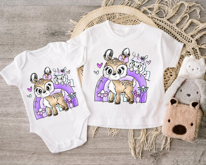 DIY-Bügelmotiv mit Reh & Einhorn – Perfekt für Handmade & Stoffveredelung.