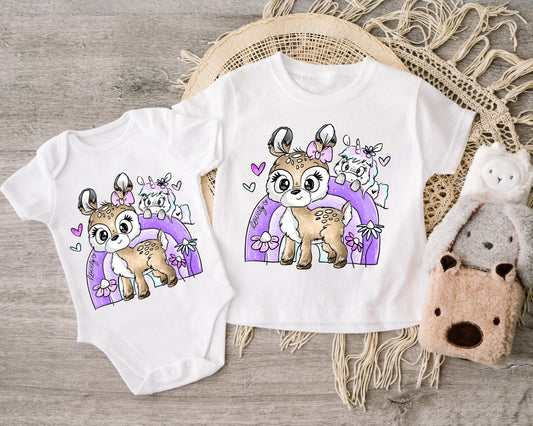 DIY-Bügelmotiv mit Reh & Einhorn – Perfekt für Handmade & Stoffveredelung.