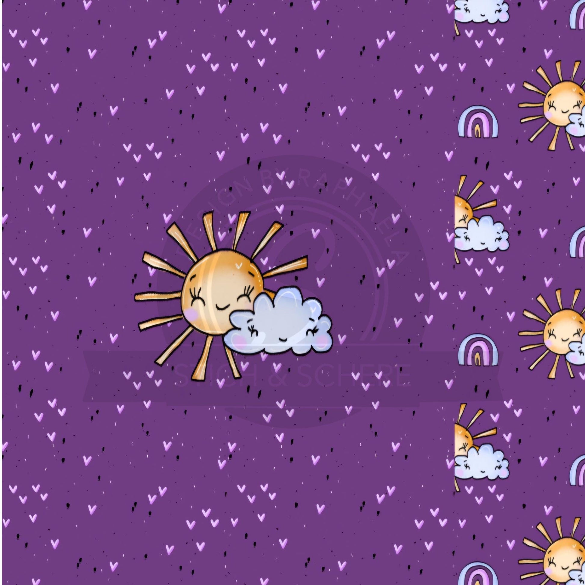 Magisches Stoffpanel mit Sonnenmotiv und Musterkombi für Baby-Mode.