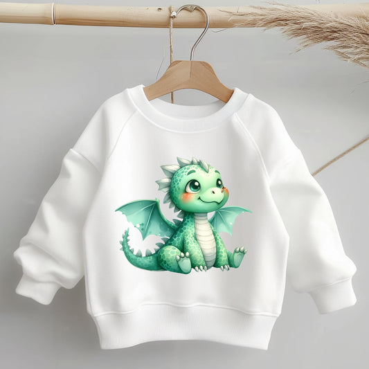 Bügelbild mit einem kleinen grünen Drachen.