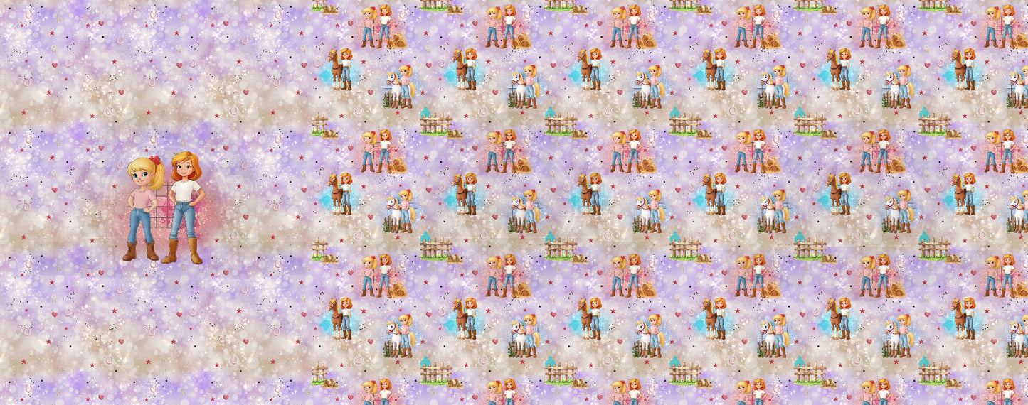 French Terry Panel - Zauberhafte Reiterinnen mit Musterkombi