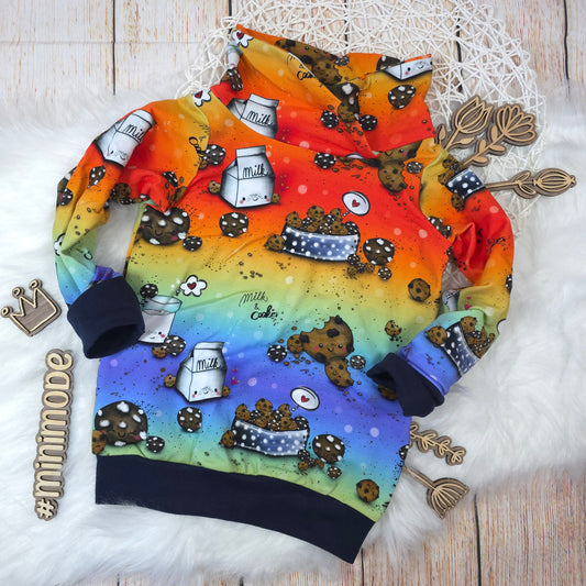 Kinder Hoodie Größe 86 Cookies Rainbow French Terry handgemacht