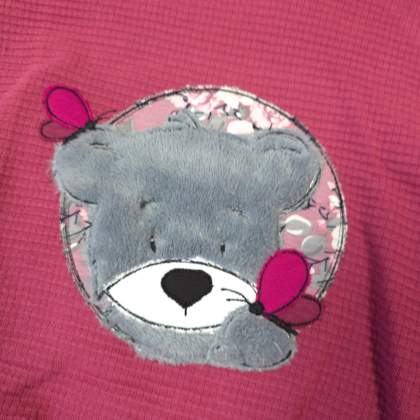 Detail Stickerei Teddy Kinder Hoodie 110 handgemacht