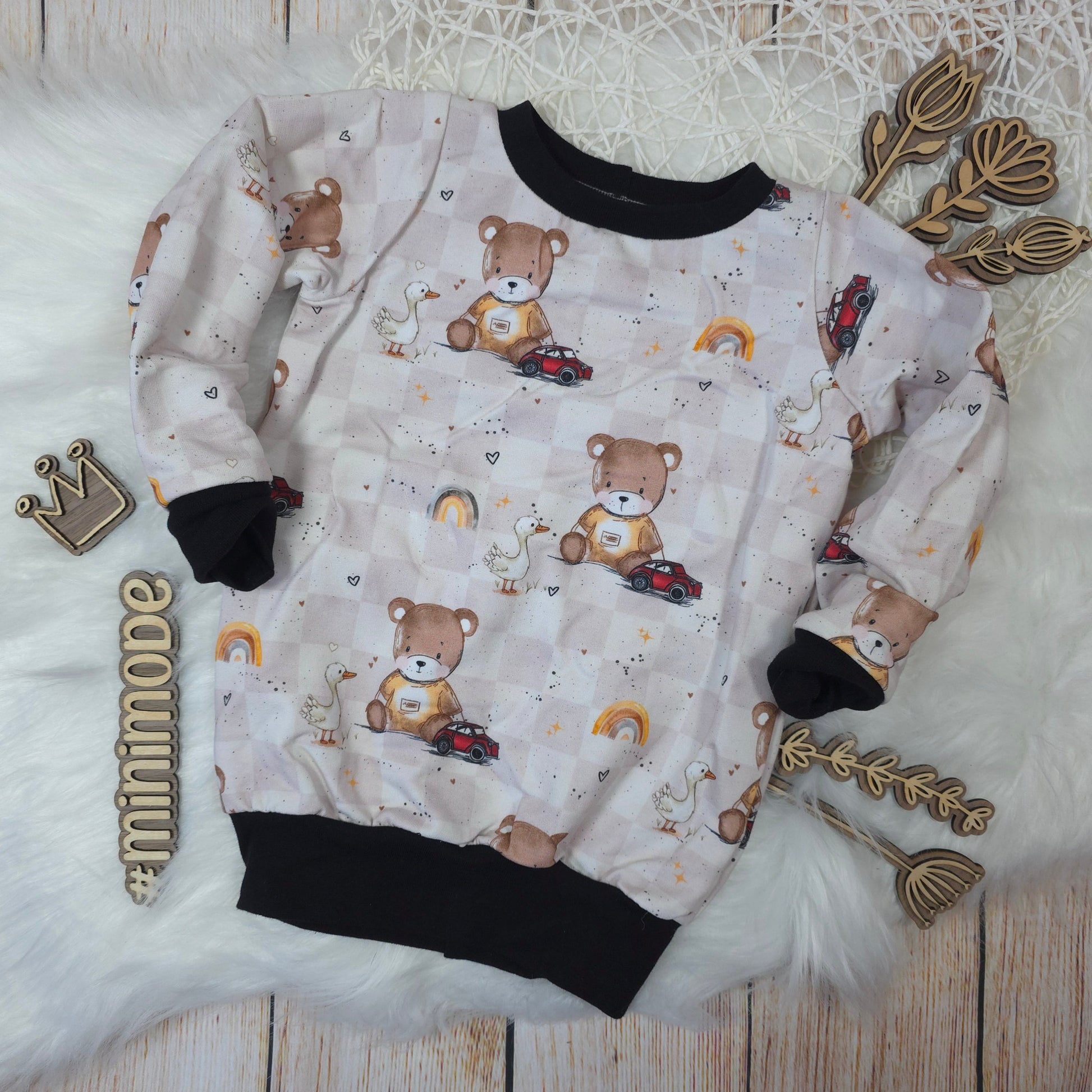 Kinder Pullover Größe 80 Teddy Gans French Terry handgemacht