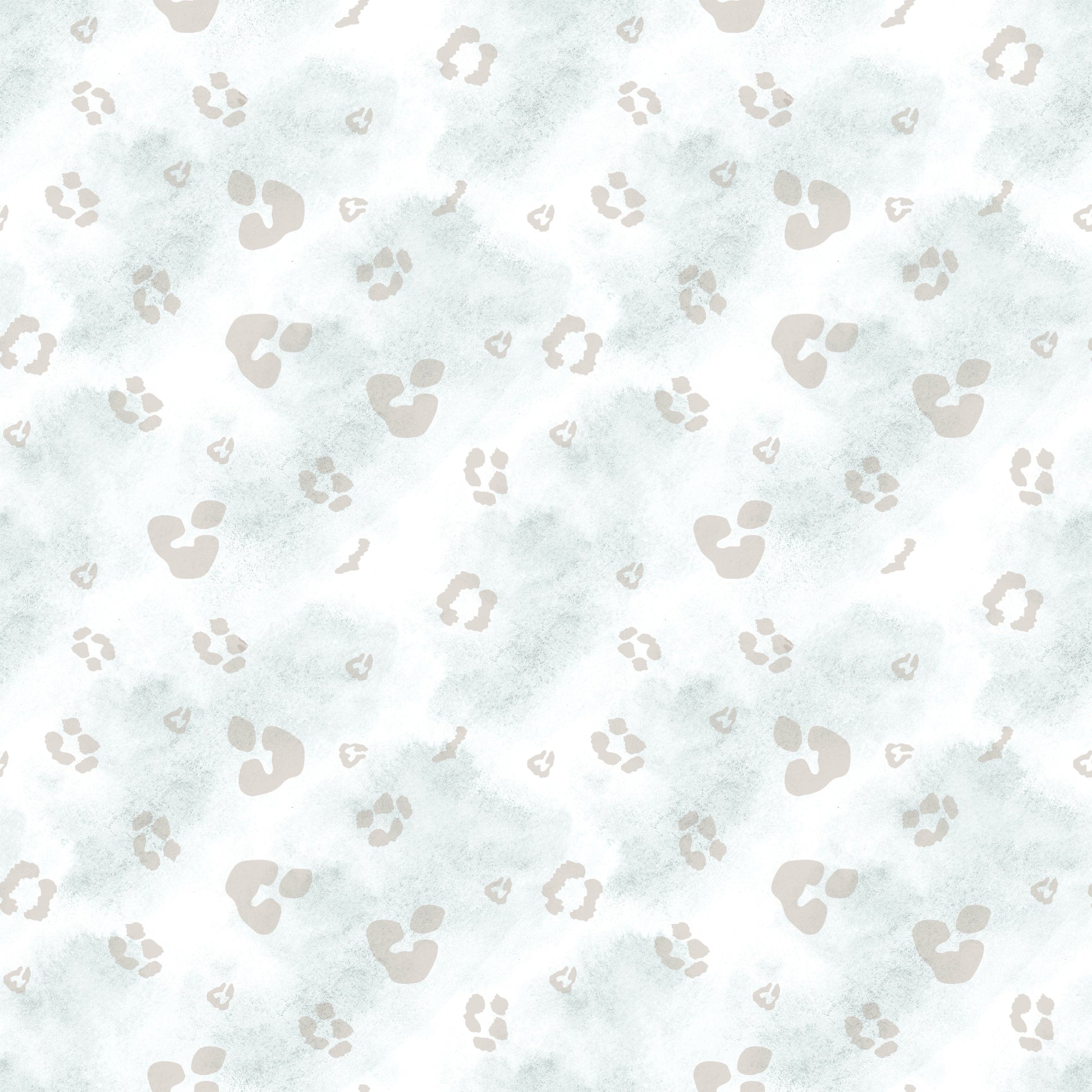 Kombi-Stoff "Kleiner Leopard" mit sanften Aquarellverläufen und Pfoten-Print.