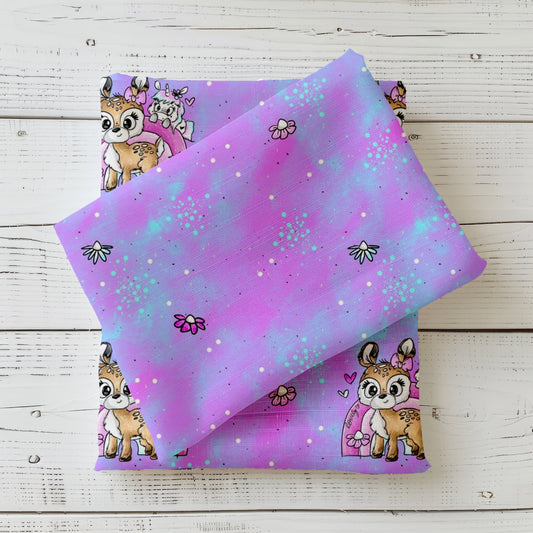 Kombistoff "Over the Rainbow" mit sanftem Farbverlauf in Lila, Rosa & Blau – ideal für Jersey oder French Terry.
