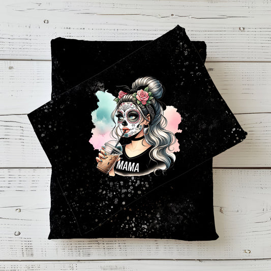 Gefaltetes Stoffpanel „La Catrina MAMA“ – Sugar Skull Design mit MAMA-Schriftzug.
