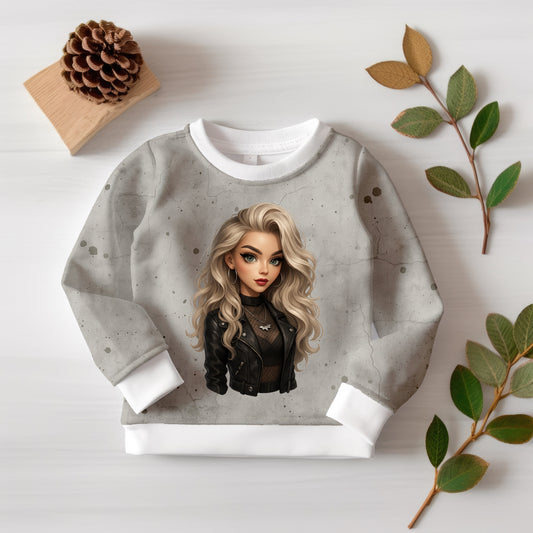 Hoodie genäht aus dem Stoffpanel „Gothic Glamour“ – Front mit Gothic-Lady-Motiv.