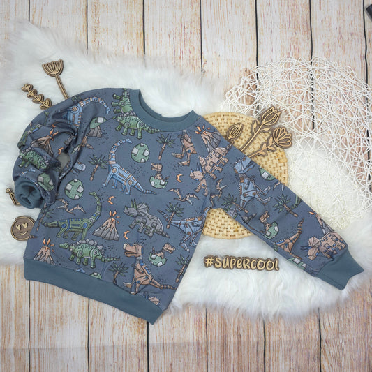 Kinder Pullover Größe 104 Dino French Terry handgemacht