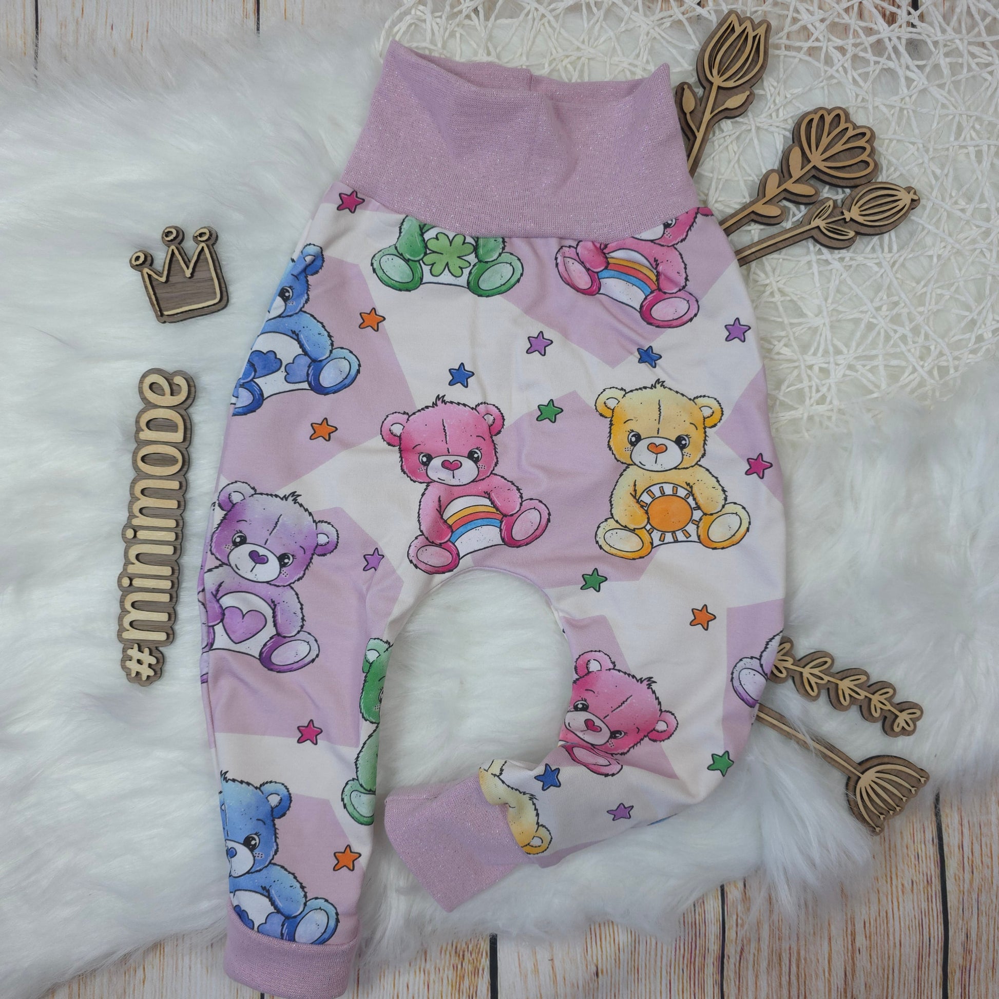 Baby Pumphose Größe 80 bunte Teddys French Terry handgemacht