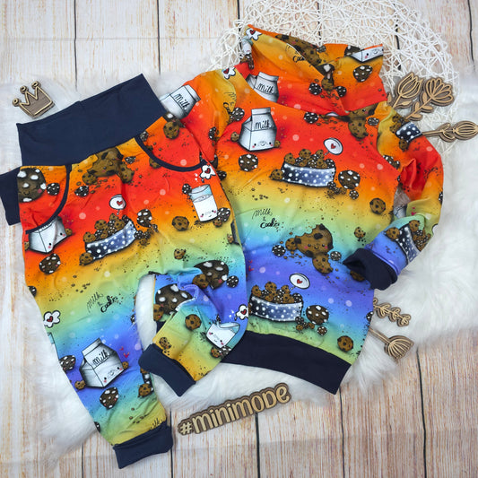 Kinder Set Größe 86 Hoodie Pumphose Rainbow Cookies handgemacht