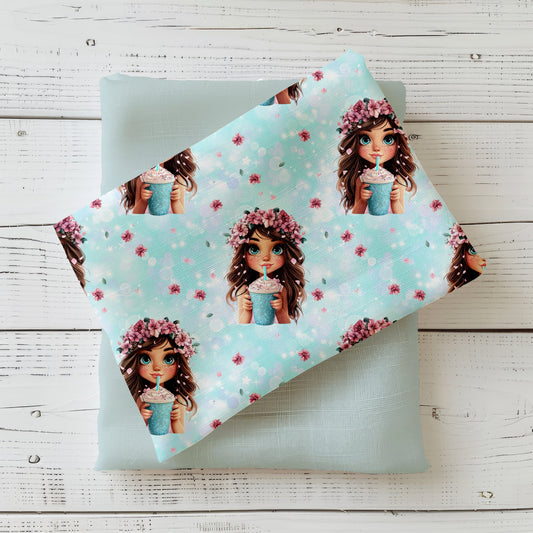 Kinderstoff "Smoothie Girl" – Romantisches Design mit Mädchen & Smoothie.