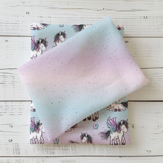 Einhornzeit Kombistoff mit sanftem Farbverlauf und feinen Sprenkeln von Katzengold-Designs