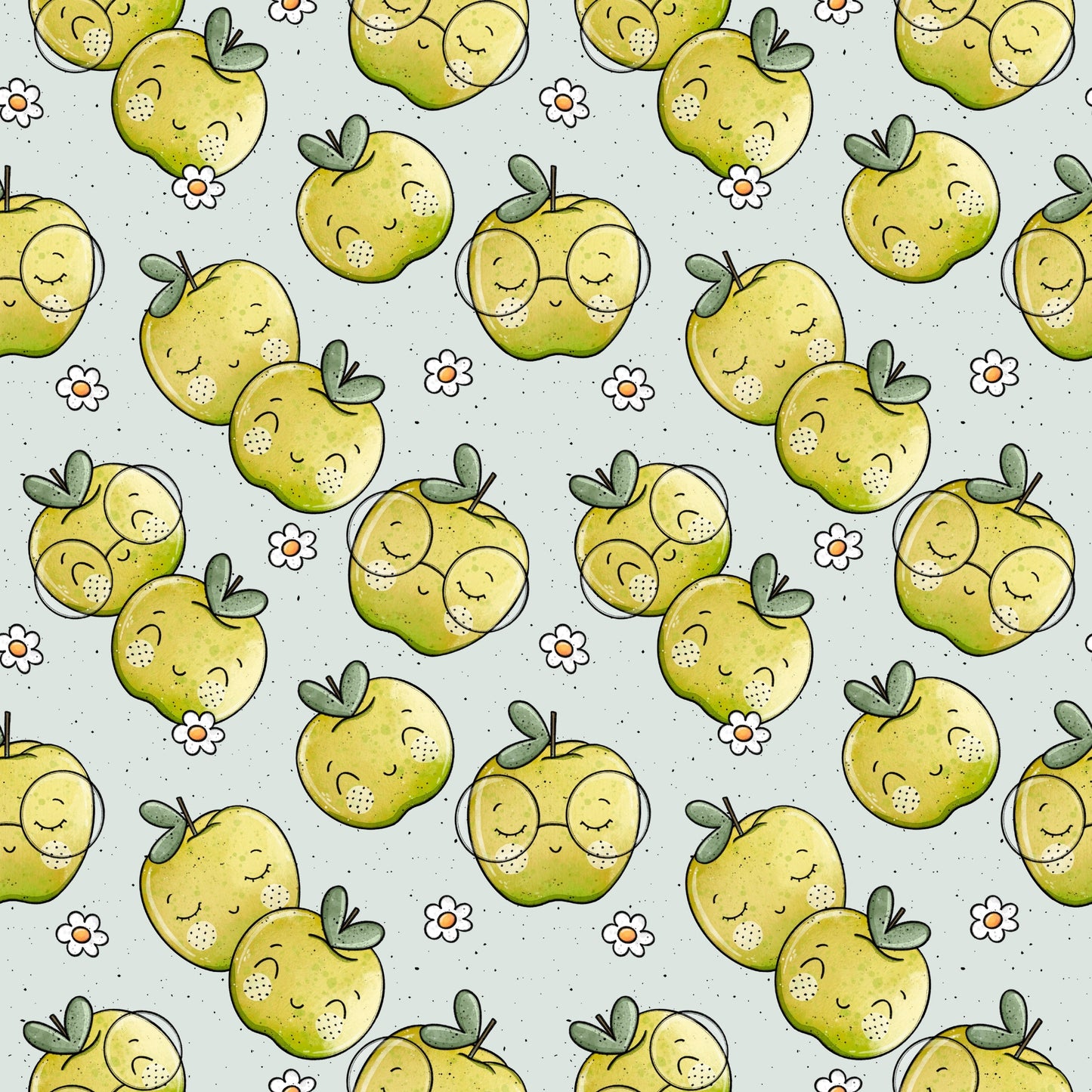 „Äpfelchen“ – das süße Stoffdesign mit charmanten Apfel-Illustrationen und kleinen Blüten. Im Katzengold-Design gestaltet, ideal für farbenfrohe, kreative Projekte.