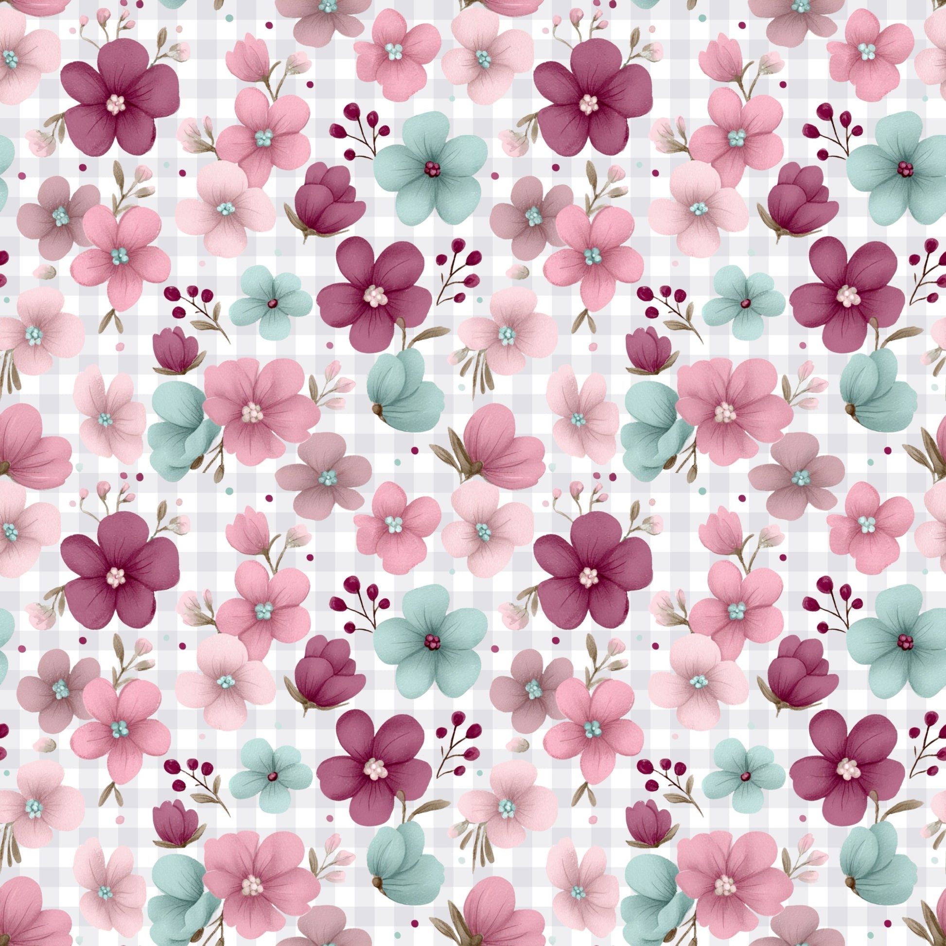 Florales Blütenmuster Blütenhäschen Kombi in zarten Frühlingsfarben