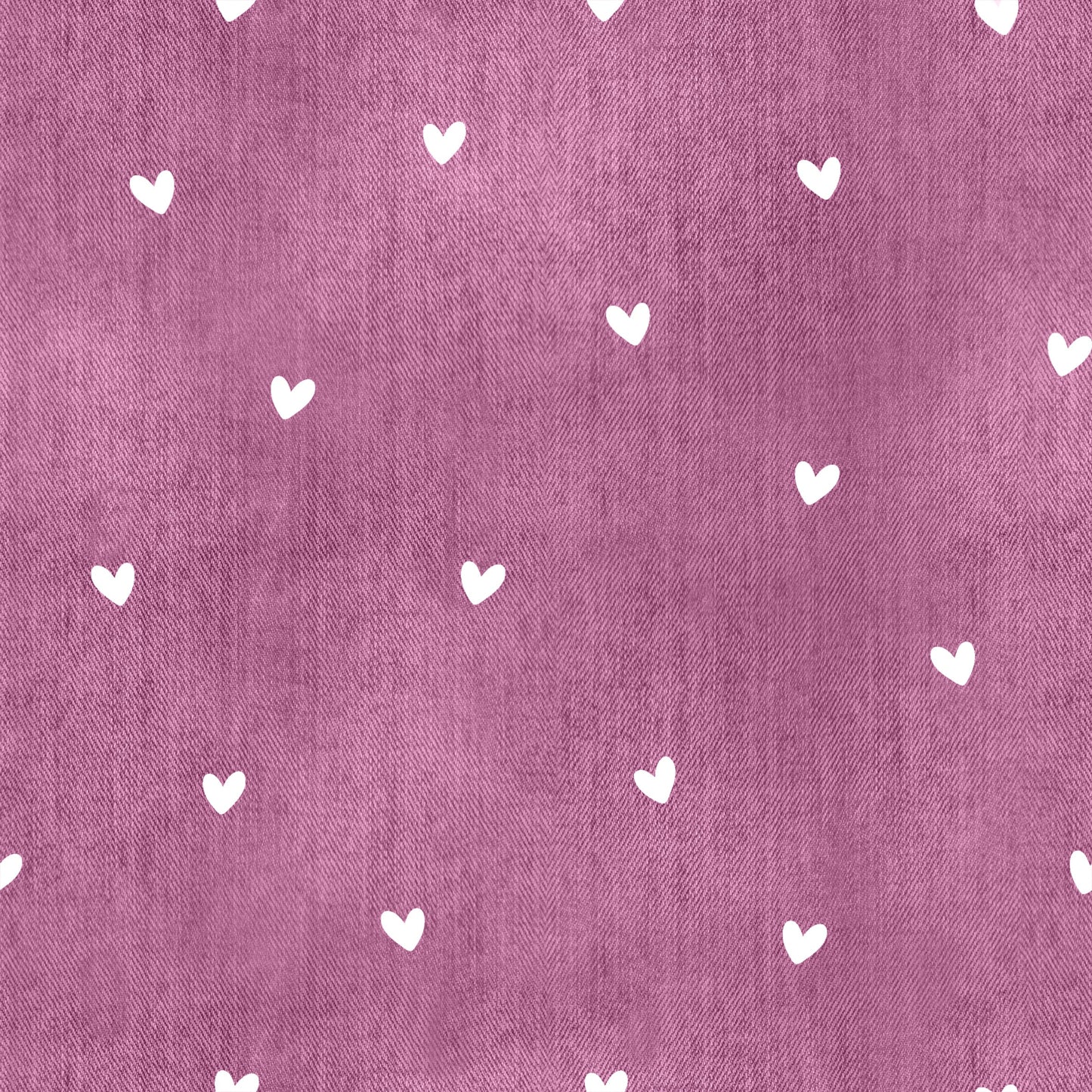 Nahtloser Denim Stoff in Mauve mit weißen Herzen als Kombistoff