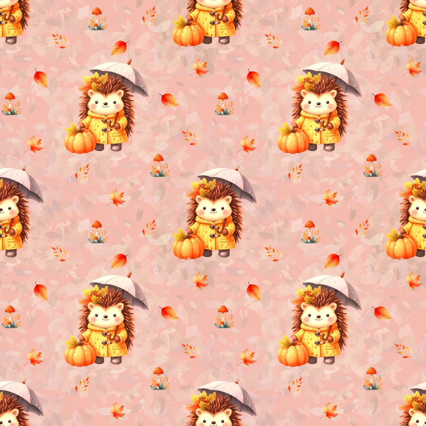 Gemütlicher Stoff „Ida Igel“ – niedliches Herbstmotiv mit Igel und saisonalen Elementen für kreative Nähideen.