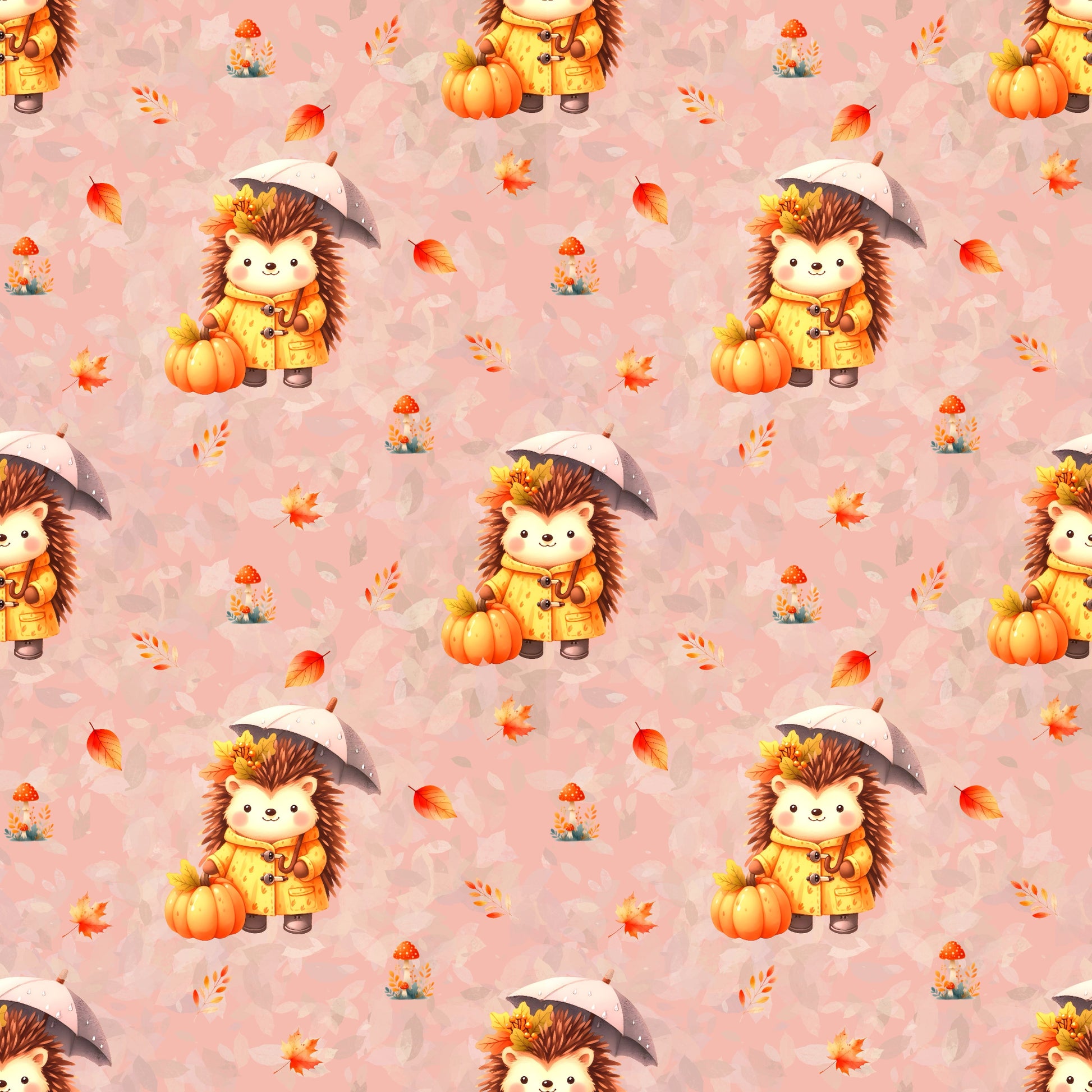 Gemütlicher Stoff „Ida Igel“ – niedliches Herbstmotiv mit Igel und saisonalen Elementen für kreative Nähideen.