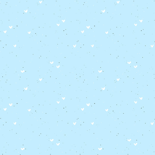 Katzeneinhorn Kombistoff – Hellblauer Jersey mit Herzen für Kinderkleidung & Nähprojekte.