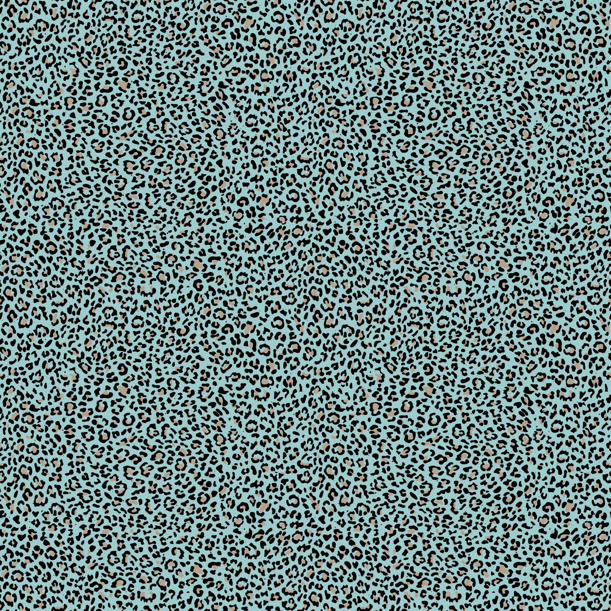 nahtloses türkis-schwarzes Leopardenmuster, moderner Kombistoff für Kinderkleidung und Leo Kitty Design