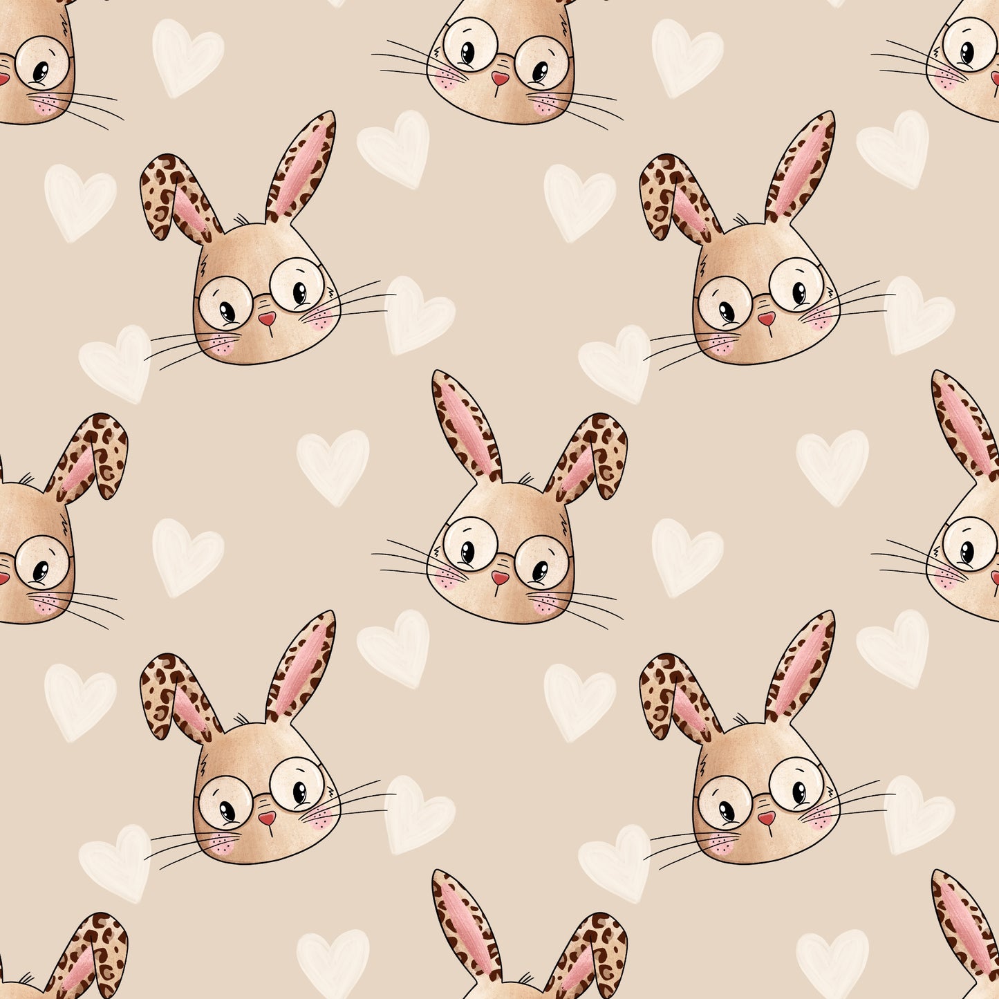 Leo Bunny Beige – Hasen im Leo-Look mit Herzen